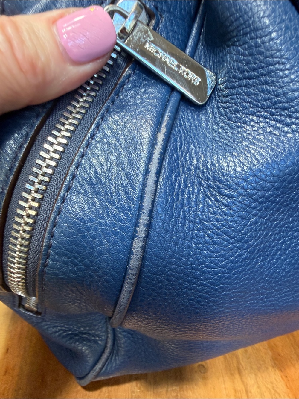 Michael Michael Kors Classic Vintage Navy Leather Satchel Crossbody Bag - Picture 17 of 17